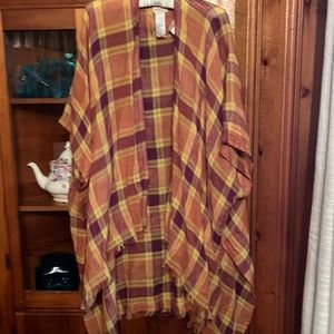 Free People Plaid Poncho NWT Size OS